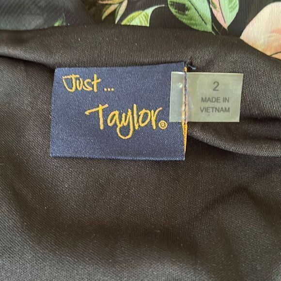 Just Taylor Chiffon A Line Dress Black Floral - Picture 11 of 13